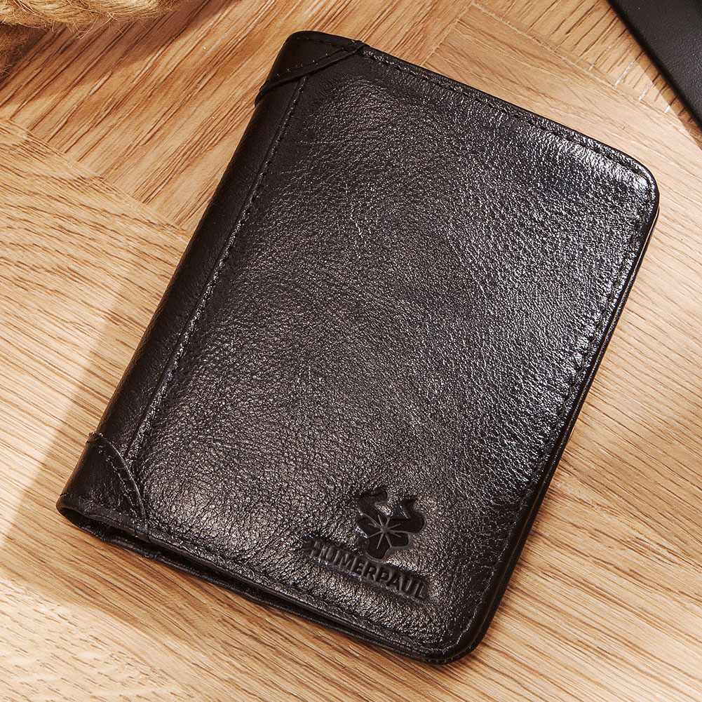 Luxury Lifestyle Photography - Echt lederen herenportemonnee RFID-blokkeerkaarthouder ID-geldzak Slanke