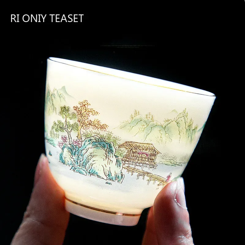 Handmade Ceramic Mug - 1pc Chinese keramische theekopje handgeschilderde bloemen