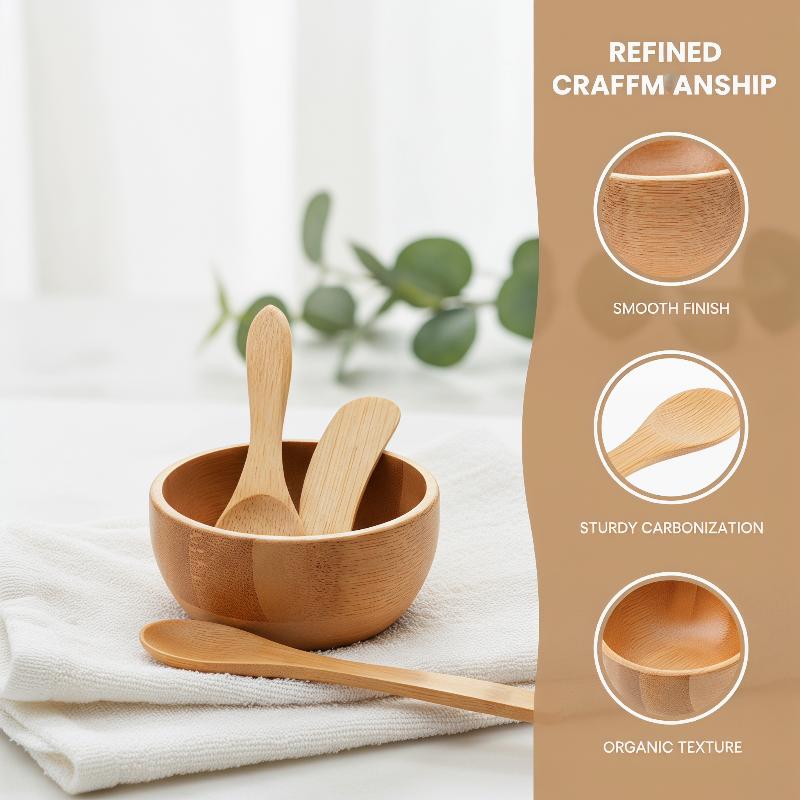 Bamboo Cutlery Set - 3-delige mini bamboe DIY gezichtsmasker mengkom