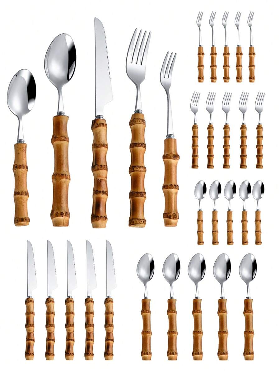 30-delige bestekset van roestv - Bamboo Cutlery Set recensie en prijs